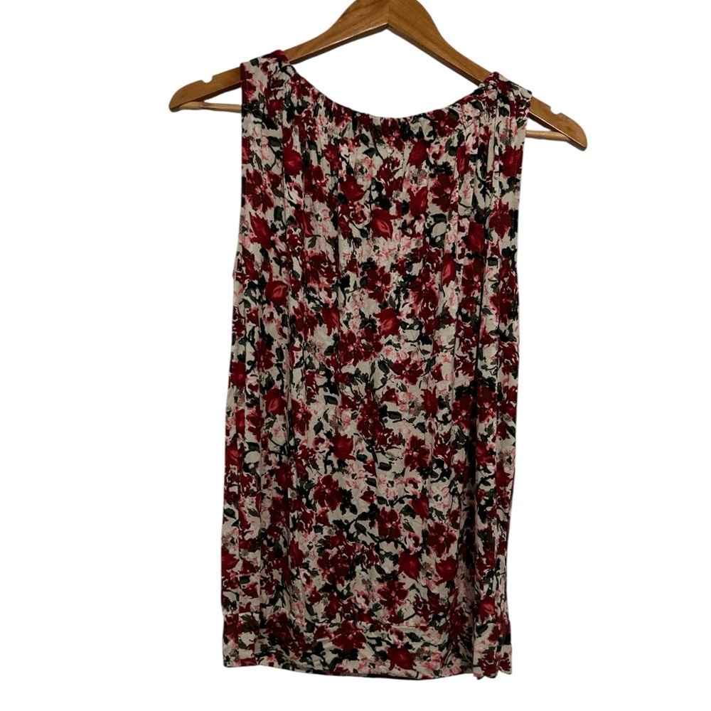 Ann Taylor LOFT Women's Floral Sleeveless Top - Red and Black Size Small - Picture 2 of 2